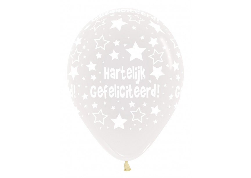 sempertex-europe-ballonnen-latex-groothandel-ballons-balloon-distributeur-12 inch-Hartelijk Gefeliciteerd-Crystal Clear