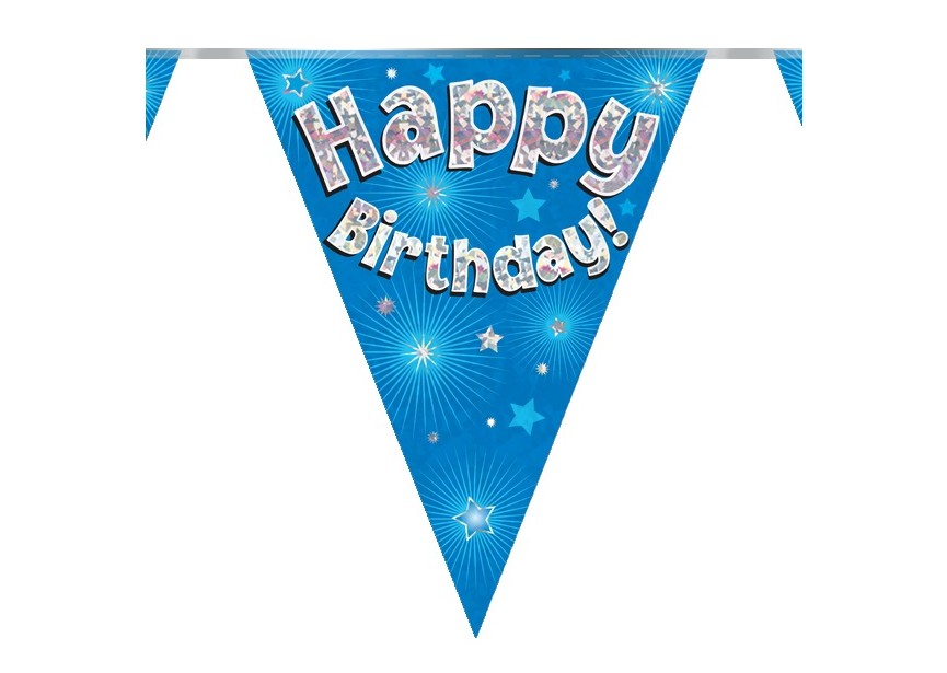 Party Flags - Happy Birthday - Blue - 11 Flags - 3,9m - 6 Stuks
