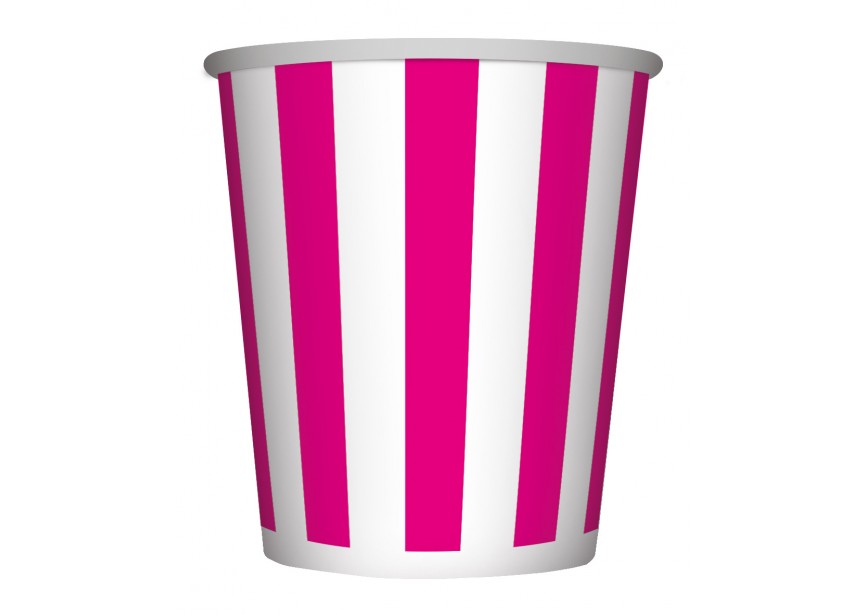 Cup - Stripes - Fuchsia - 012 - 266 ml - 8 Pcs