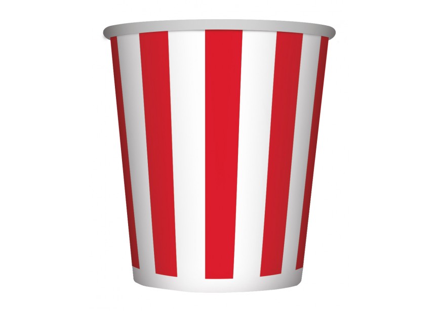 Cup - Stripes - Red - 015 - 266 ml - 8 Stuks