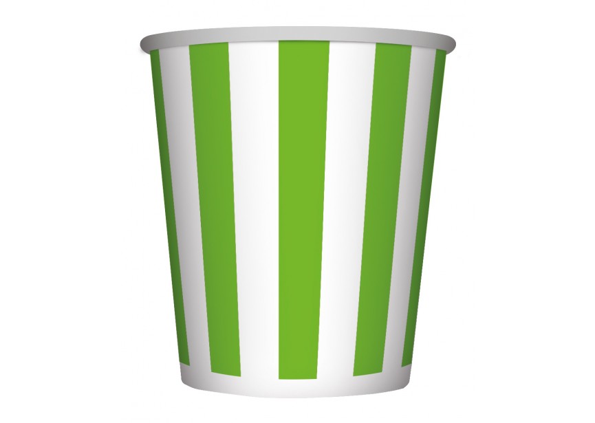 Cup - Stripes - Lime Green - 031 - 266 ml - 8 Pcs