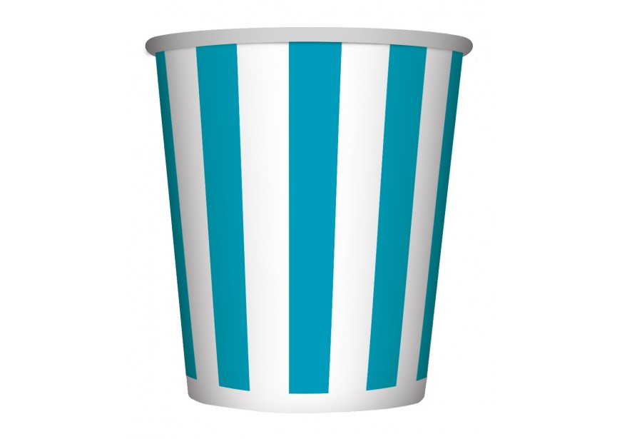 Cup - Stripes - Caribbean Blue - 038 - 266 ml - 8 Stuks