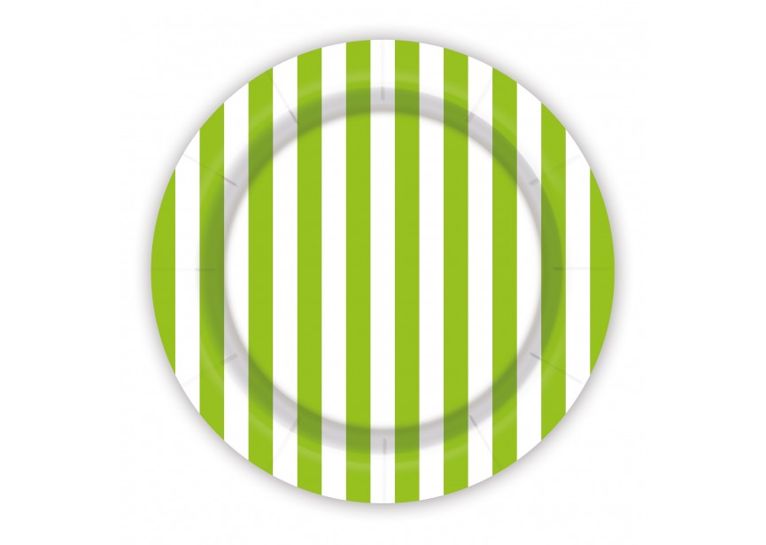 Plate - Stripes - Lime Green - 031 - 18 cm - 8 Stuks