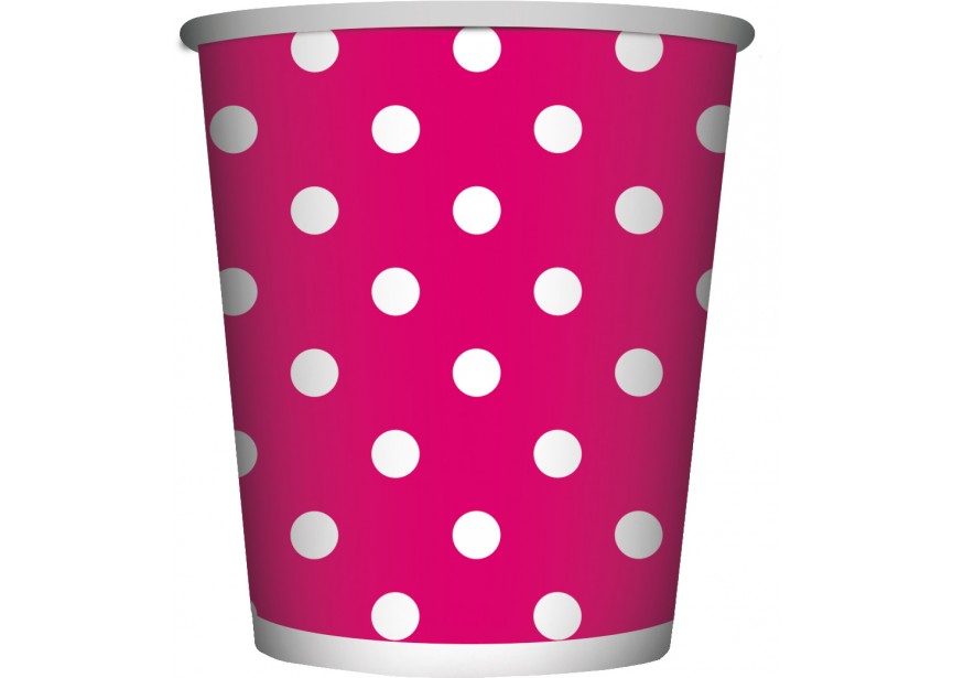 Cup - Polka Dots - Fuchsia - 012 - 266 ml - 8 Stuks