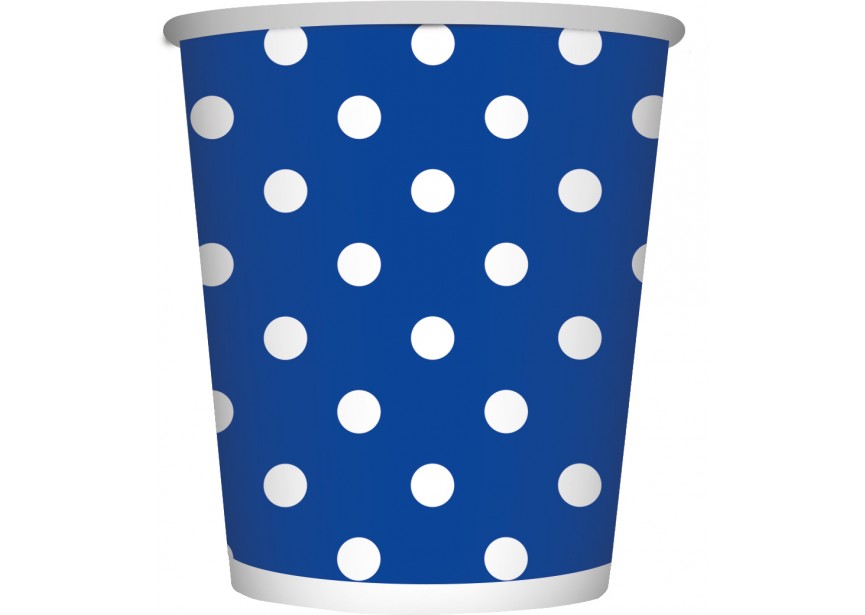 Cup - Polka Dots - Royal Blue - 041 - 266 ml - 8 Stuks