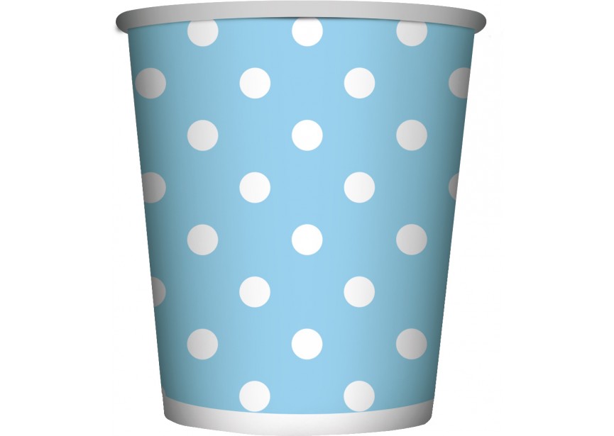 Cup - Polka Dots - Light Blue - 266 ml - 8 Stuks
