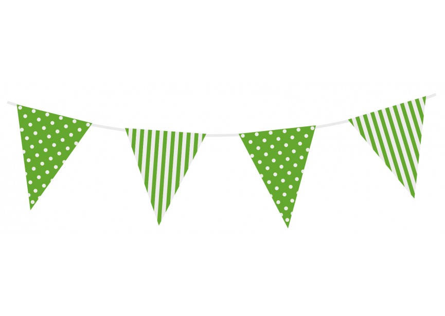 Flag Banner - Polka Dot/Stripes - Lime Green - 031 - 6 x 1 Pcs