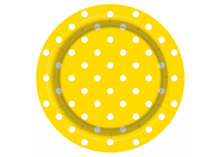 Plate - Polka Dots - Yellow - 020 - 18 cm - 8 St.
