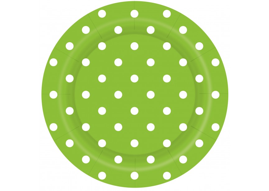Plate - Polka Dots - Lime Green - 031 - 18 cm - 8 Pcs