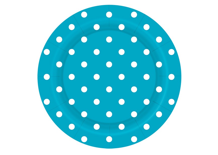 Plate - Polka Dots - Caribbean Blue - 038 - 18 cm - 8 Stuks