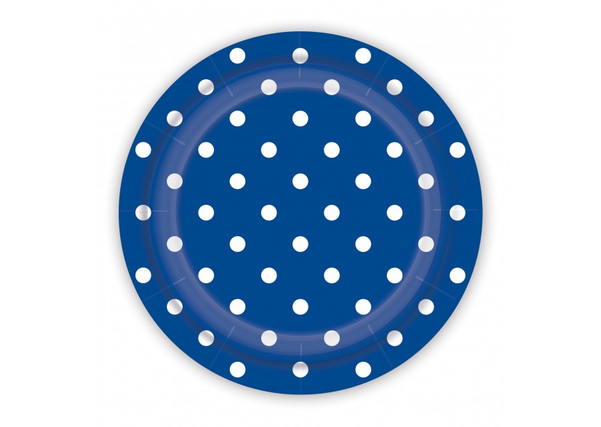 Plate - Polka Dots - Royal Blue - 041 - 18 cm - 8 Stuks