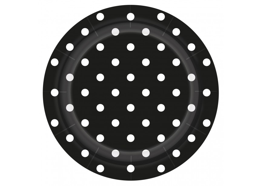 Plate - Polka Dots - Black - 080 - 18 cm - 8 St.