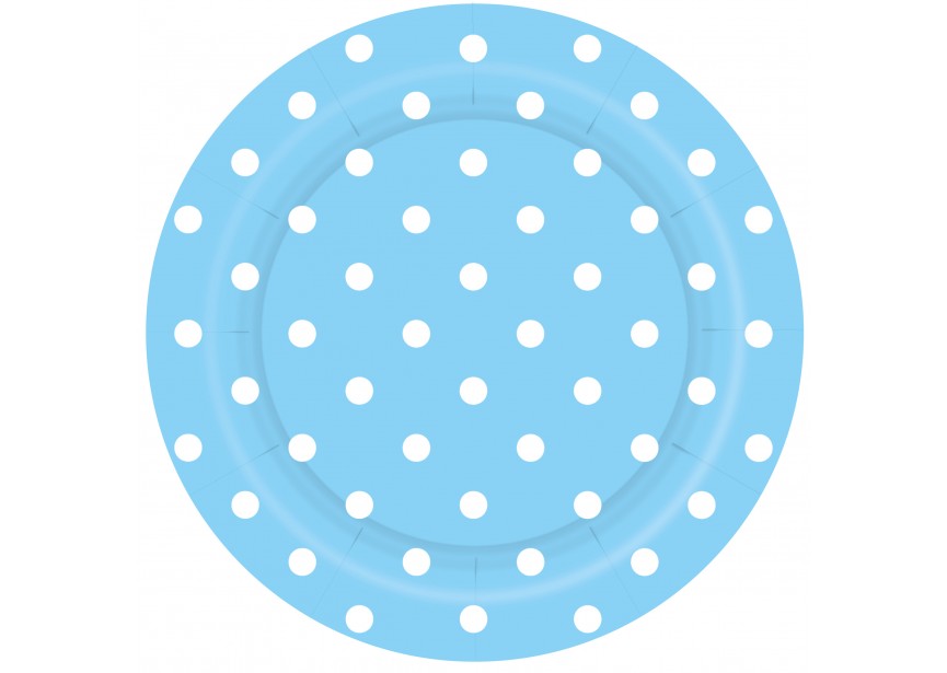 Plate - Polka Dots - Light Blue  - 18 cm - 8 Stuks