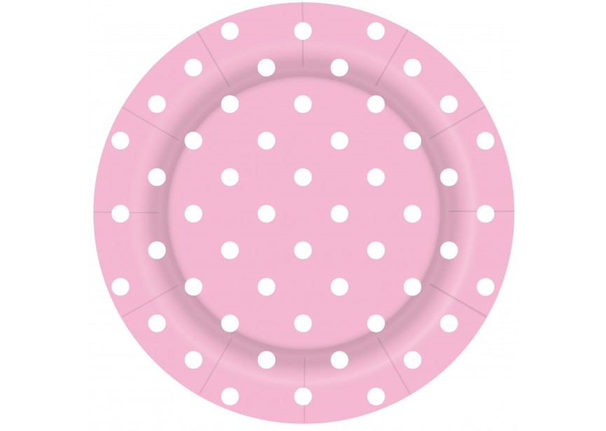 Plate - Polka Dots - Pink - 18 cm - 8 Stuks